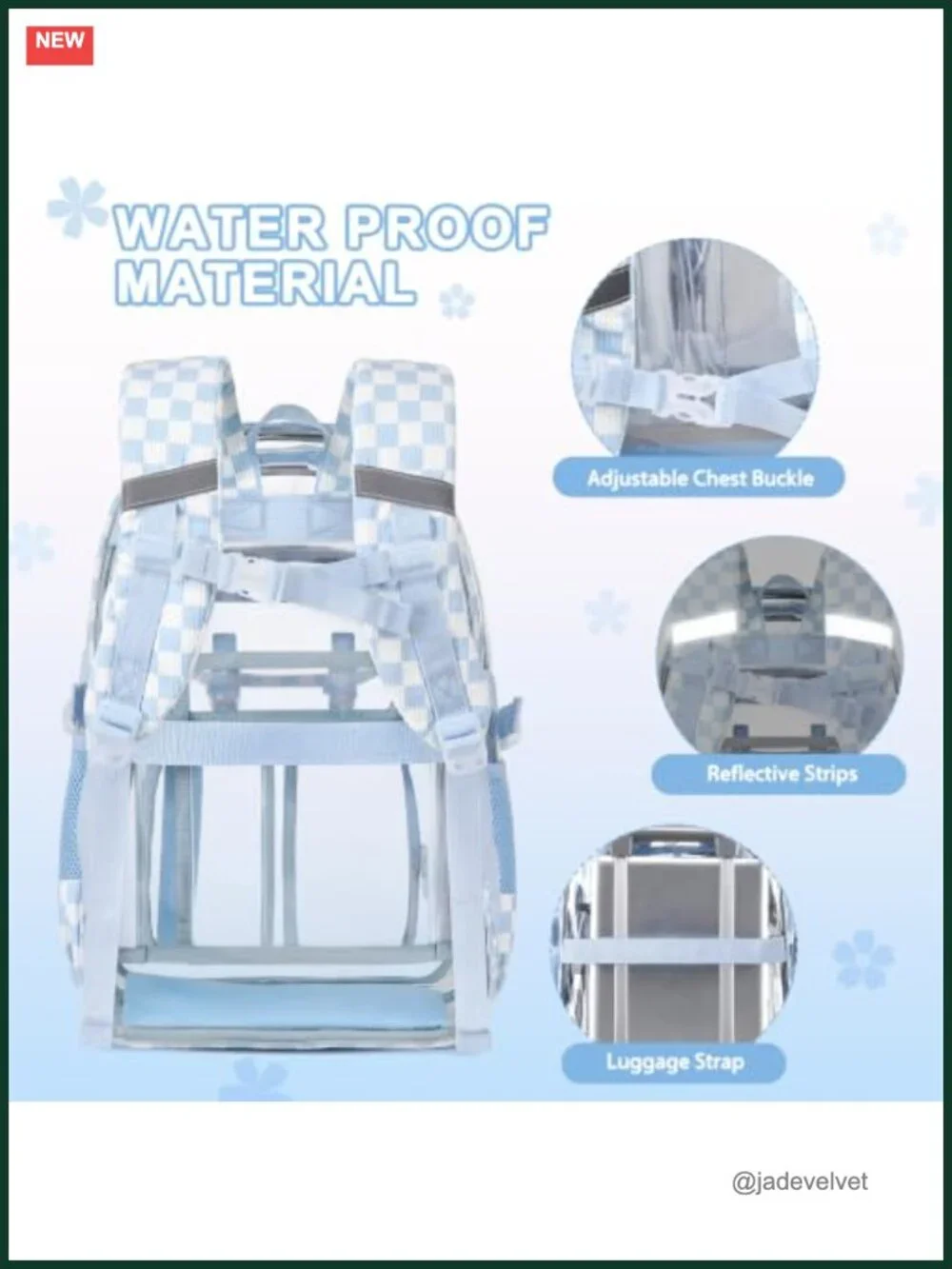 3Pcs Clear Backpack Set Heavy Duty Stadium Approved Transparent Backpack with